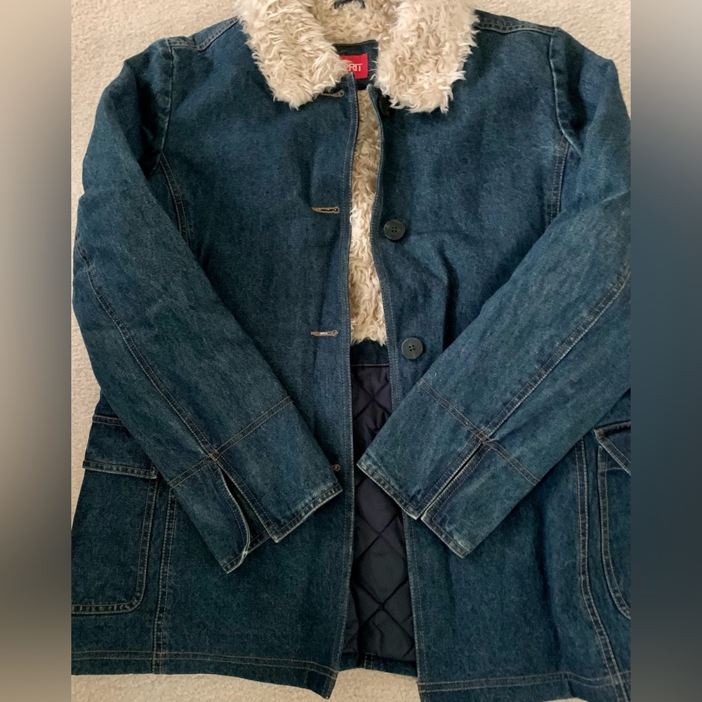 Denim quilted and faux fur lined jacket